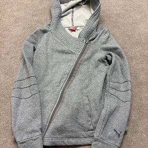 Gray Asymmetrical Zip Hoodie 1828